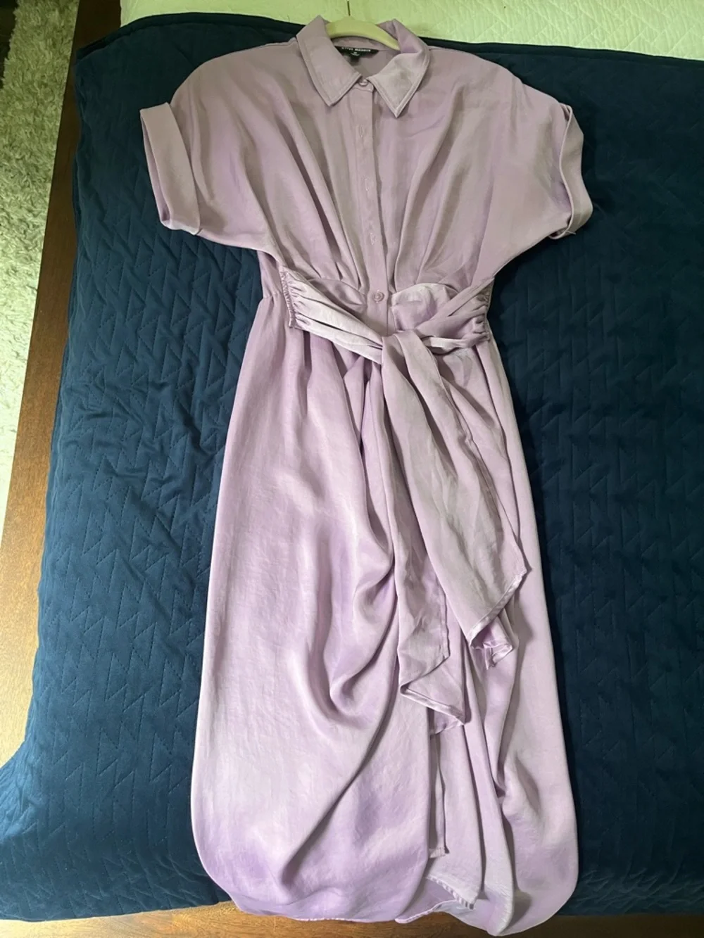 Like New Steve Madden Lavender Knot-Front Midi Dress - Picture 2 of 3